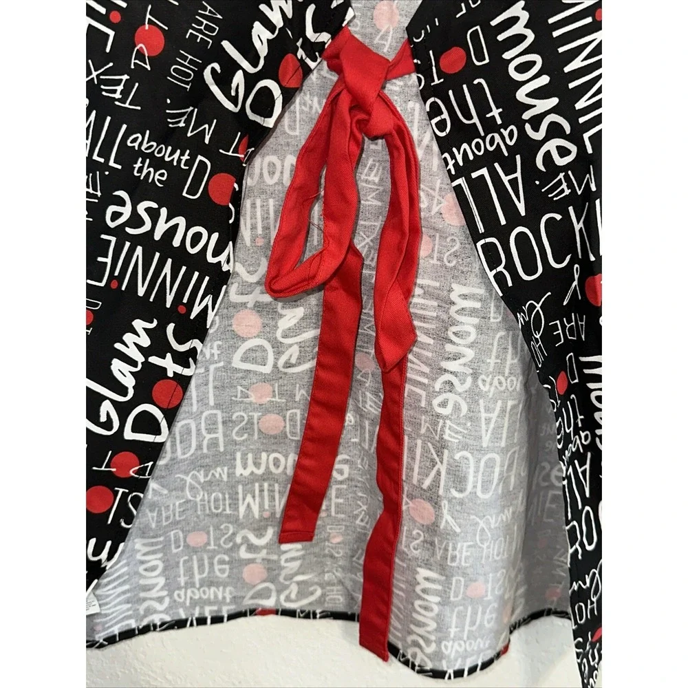 Disney Minnie Mouse Apron Rockin All The Dots Black Red Graphic Kitchen New